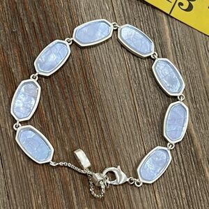 Kendra Scott Millie Bright Silver Link Bracelet in Sky Blue Illusion